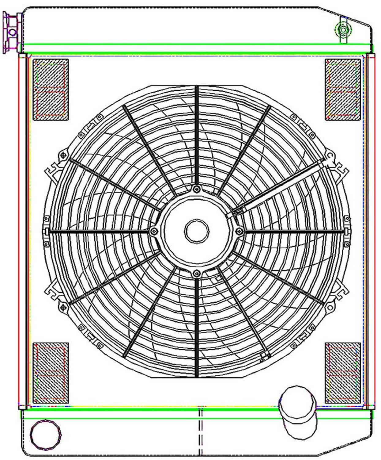 MegaCool ComboUnit Universal Fit Radiator and Fan Dual Pass Crossflow Design 24" x 19" with No Options