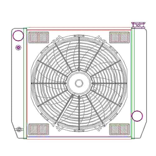 ClassicCool ComboUnit Universal Fit Radiator and Fan Single Pass Crossflow Design 22" x 19" for HEMI Swap
