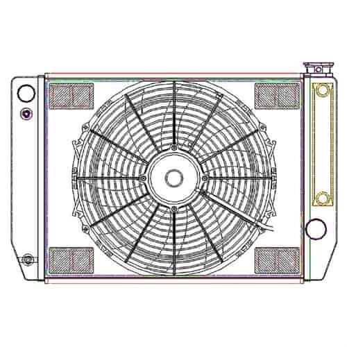 ClassicCool ComboUnit Universal Fit Radiator and Fan Single Pass Crossflow Design 24" x 15.50" for LS Swap with Cooler