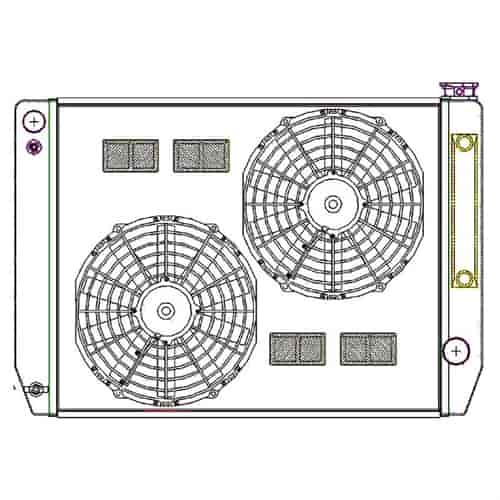 ClassicCool ComboUnit Universal Fit Radiator and Fan Single Pass Crossflow Design 27.50" x 19" for LS Swap with Cooler