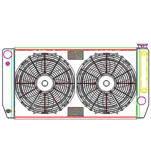 ClassicCool ComboUnit Universal Fit Radiator and Fan Single Pass Crossflow Design 31" x 15.50" for HEMI Swap with Cooler