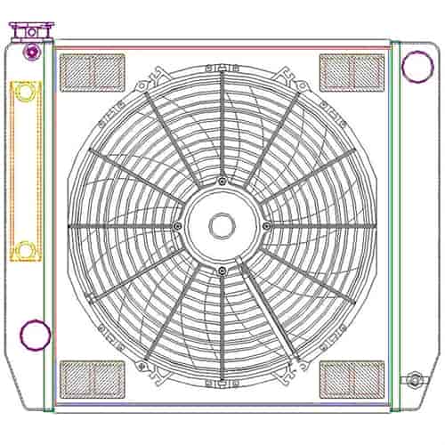ClassicCool ComboUnit Universal Fit Radiator and Fan Single Pass Crossflow Design 22" x 19" with Steam Fitting & Cooler