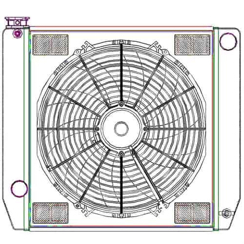ClassicCool ComboUnit Universal Fit Radiator and Fan Single Pass Crossflow Design 22" x 19" with Steam Fitting