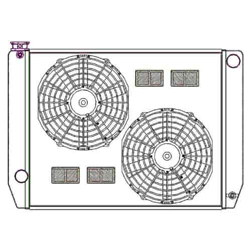 ClassicCool ComboUnit Universal Fit Radiator and Fan Single Pass Crossflow Design 27.50" x 19" with Steam Fitting