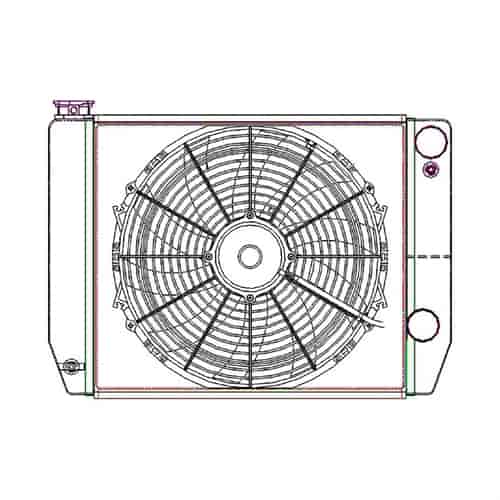 ClassicCool CombuUnit Universal Fit Radiator and Fan Dual Pass Crossflow Design 22" x 15.50" for HEMI Swap