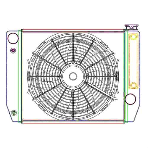 MegaCool ComboUnit Universal Fit Radiator and Fan Single Pass Crossflow Design 22" x 15.50" for HEMI Swap with Cooler