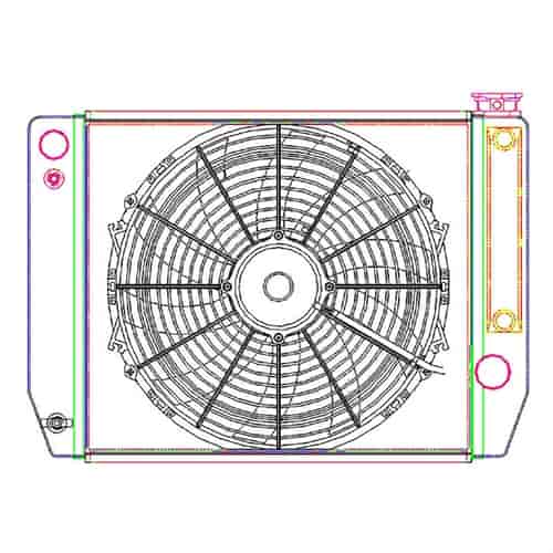MegaCool ComboUnit Universal Fit Radiator and Fan Single Pass Crossflow Design 22" x 15.50" for LS Swap with Cooler