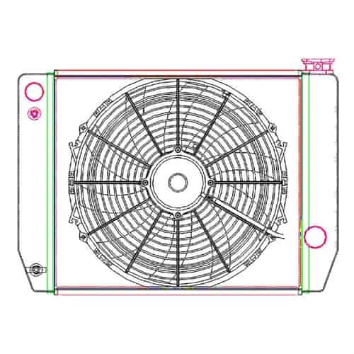 MegaCool ComboUnit Universal Fit Radiator and Fan Single Pass Crossflow Design 22" x 15.50" for LS Swap