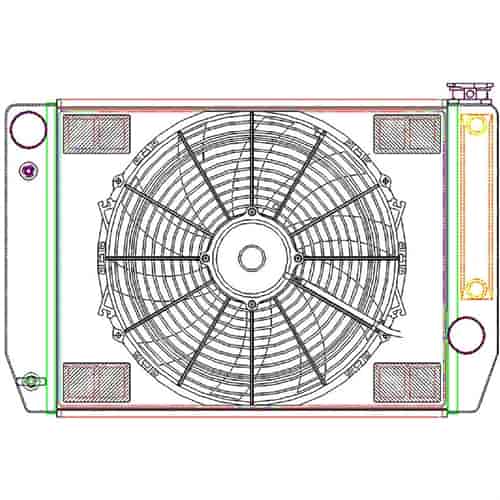 MegaCool ComboUnit Universal Fit Radiator and Fan Single Pass Crossflow Design 24" x 15.50" for HEMI Swap with Cooler
