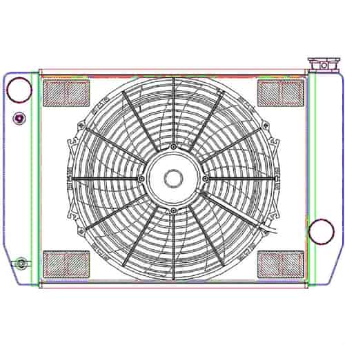 MegaCool ComboUnit Universal Fit Radiator and Fan Single Pass Crossflow Design 24" x 15.50" for HEMI Swap