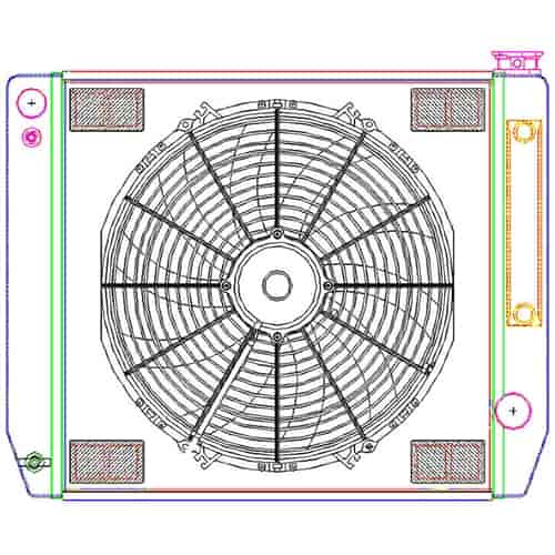 MegaCool ComboUnit Universal Fit Radiator and Fan Single Pass Crossflow Design 24" x 19" for LS Swap with Cooler