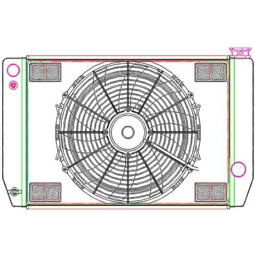 MegaCool ComboUnit Universal Fit Radiator and Fan Single Pass Crossflow Design 26" x 15.50" for LS Swap