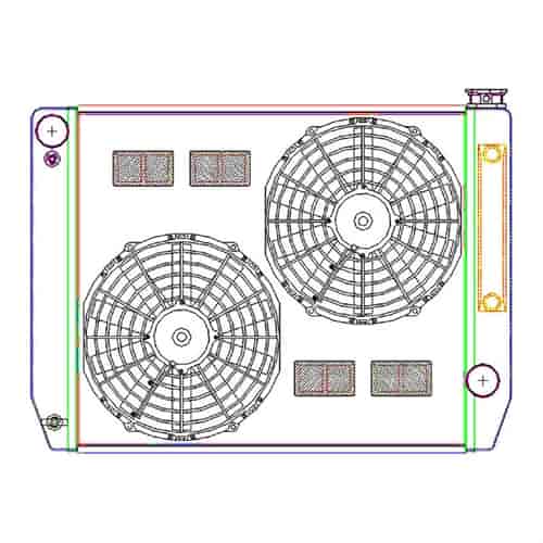 MegaCool ComboUnit Universal Fit Radiator and Fan Single Pass Crossflow Design 26" x 19" for HEMI Swap with Cooler