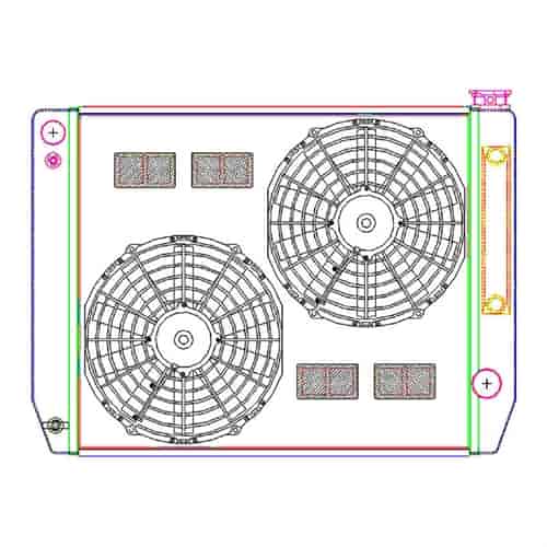 MegaCool ComboUnit Universal Fit Radiator and Fan Single Pass Crossflow Design 26" x 19" for LS Swap with Cooler
