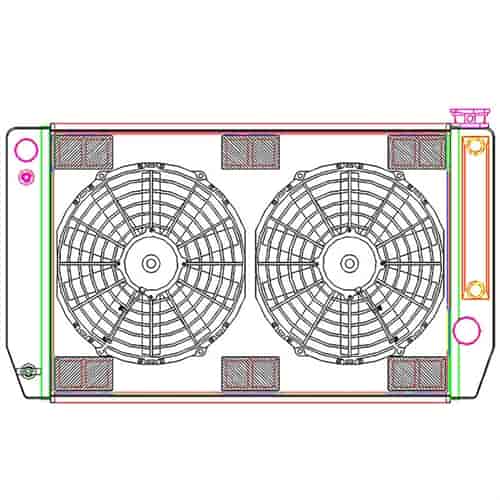 MegaCool ComboUnit Universal Fit Radiator and Fan Single Pass Crossflow Design 27.50" x 15.50" for LS Swap with Cooler