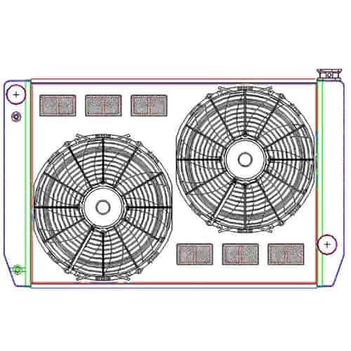 MegaCool ComboUnit Universal Fit Radiator and Fan Single Pass Crossflow Design 31" x 19" for HEMI Swap