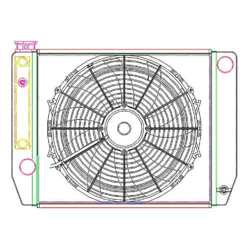 MegaCool ComboUnit Universal Fit Radiator and Fan Single Pass Crossflow Design 22" x 15.50" with Steam Fitting & Cooler
