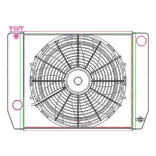 MegaCool ComboUnit Universal Fit Radiator and Fan Single Pass Crossflow Design 22" x 15.50" with Steam Fitting