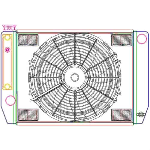 MegaCool ComboUnit Universal Fit Radiator and Fan Single Pass Crossflow Design 24" x 15.50" with Steam Fitting & Cooler