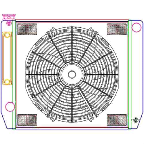 MegaCool ComboUnit Universal Fit Radiator and Fan Single Pass Crossflow Design 24" x 19" with Steam Fitting & Cooler