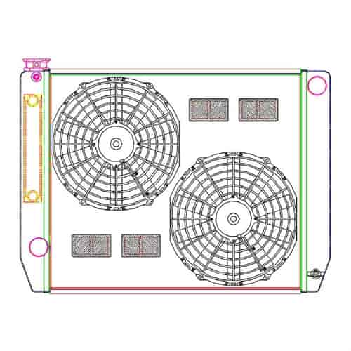 MegaCool ComboUnit Universal Fit Radiator and Fan Single Pass Crossflow Design 26" x 19" with Steam Fitting & Cooler