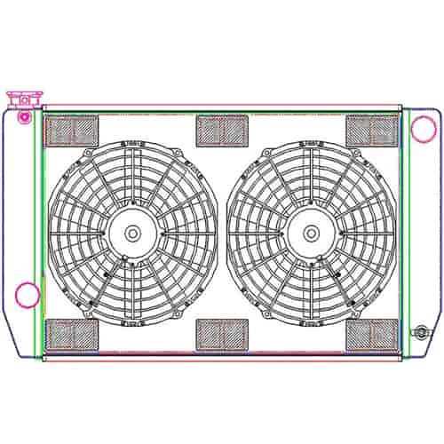 MegaCool ComboUnit Universal Fit Radiator and Fan Single Pass Crossflow Design 27.50" x 15.50" with Steam Fitting