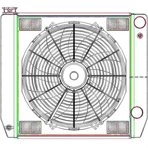MegaCool CombuUnit Universal Fit Radiator and Fan Dual Pass Crossflow Design 22" x 19" for HEMI Swap