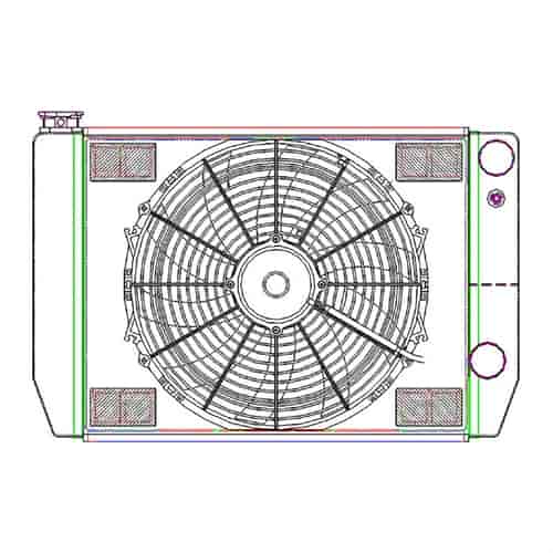 MegaCool CombuUnit Universal Fit Radiator and Fan Dual Pass Crossflow Design 24" x 15.50" for HEMI Swap