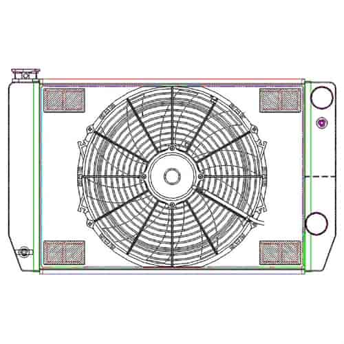 MegaCool CombuUnit Universal Fit Radiator and Fan Dual Pass Crossflow Design 26" x 15.50" for HEMI Swap