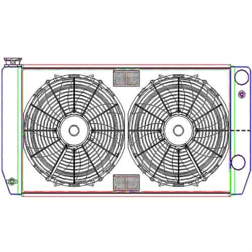 MegaCool CombuUnit Universal Fit Radiator and Fan Dual Pass Crossflow Design 31" x 15.50" for HEMI Swap