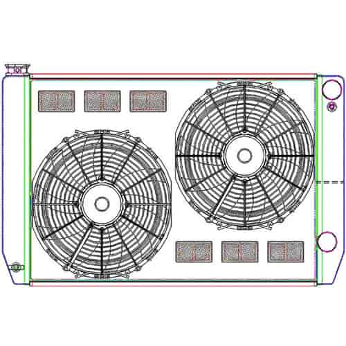 MegaCool CombuUnit Universal Fit Radiator and Fan Dual Pass Crossflow Design 31" x 19" for HEMI Swap