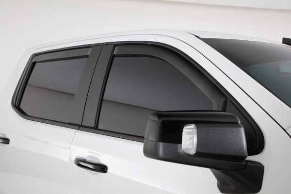 Carbon Fiber Look Ventgard Snap Front/Rear Window Deflectors Fits Select Chevy Silverado 1500 Crew Cab Trucks