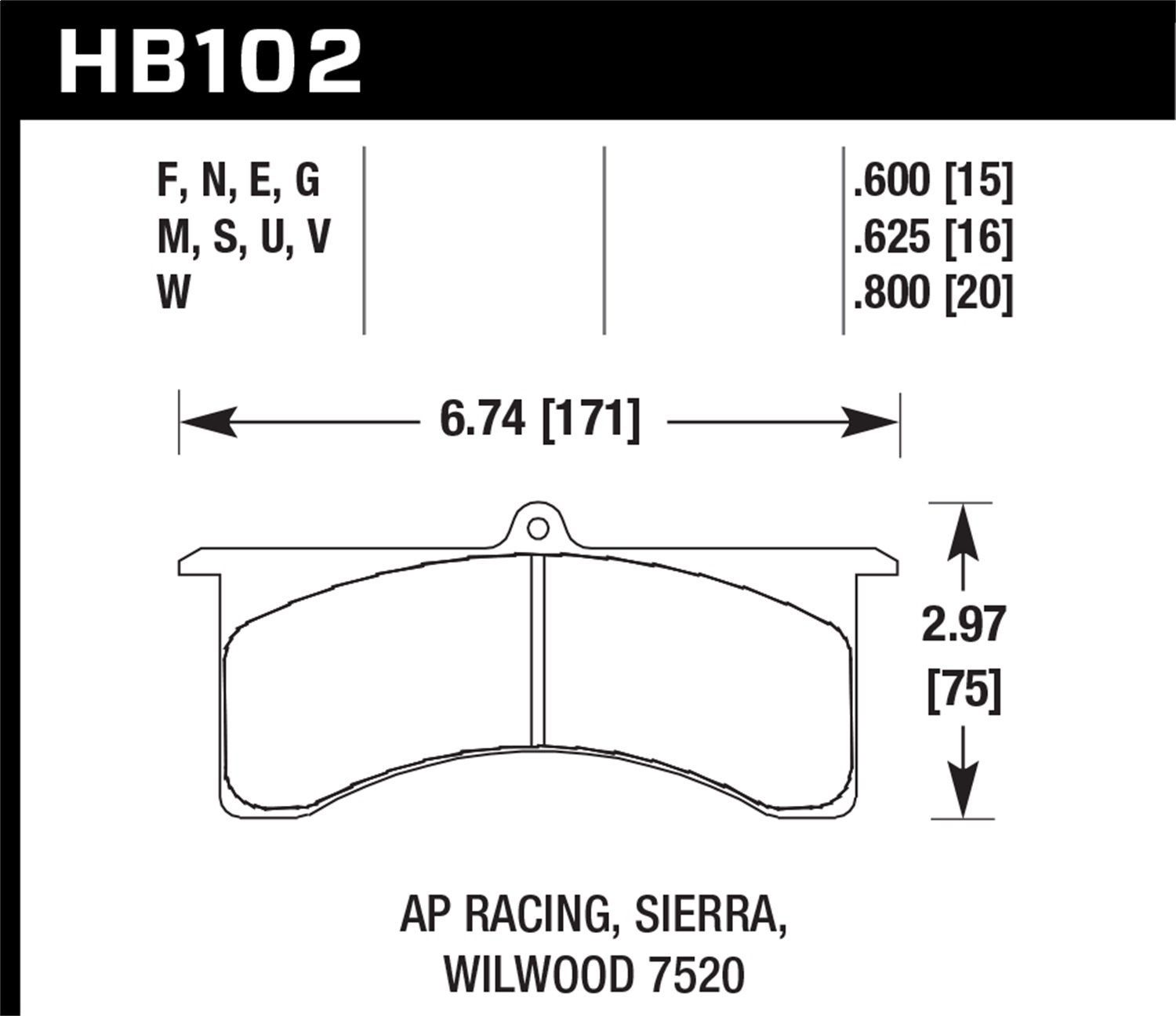 DTC-60 BRAKE PADS AP Racing 6 Sierra/JFZ Wilwood