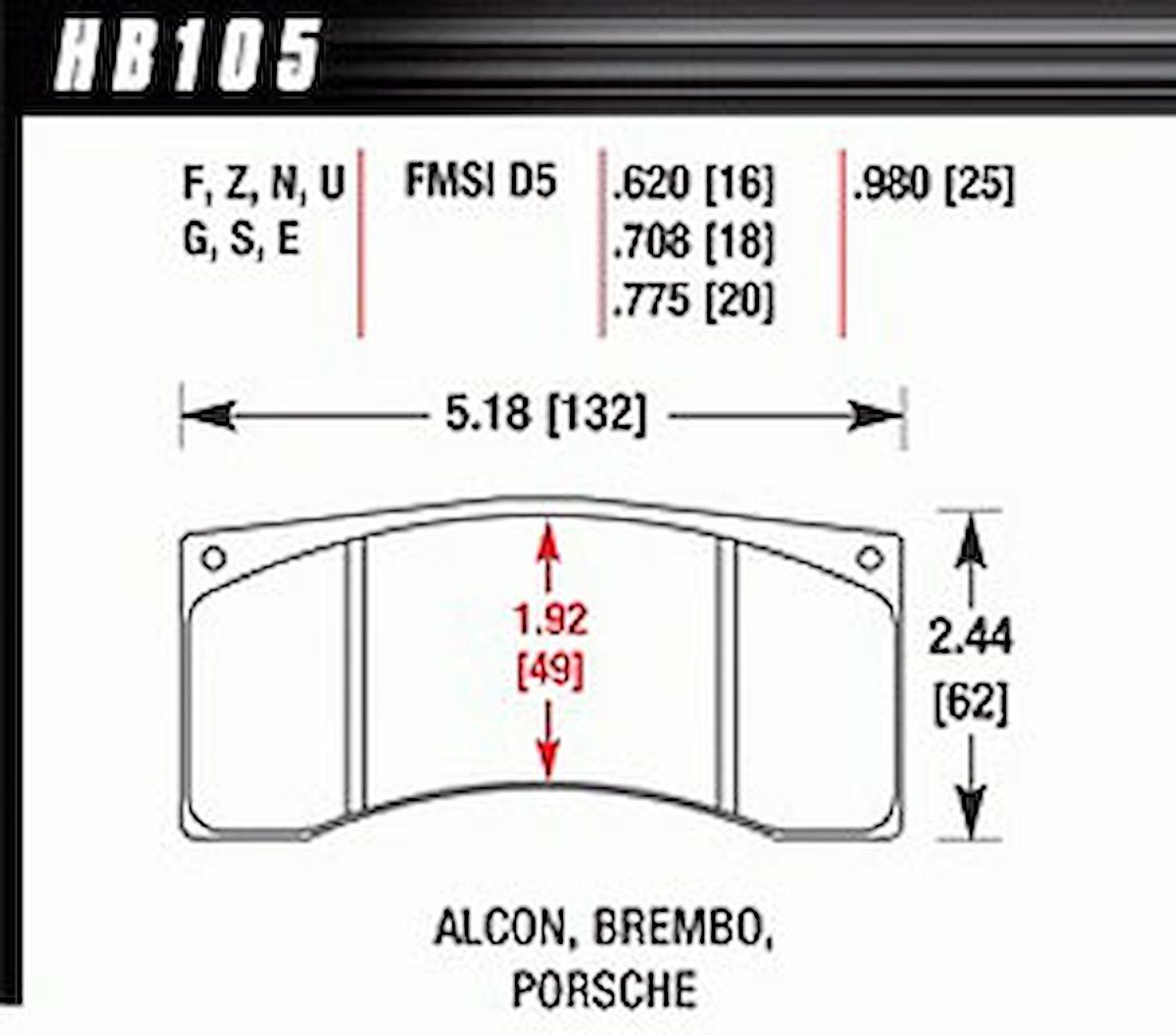 Disc Brake Pad DTC-70 w/0.980 Thickness