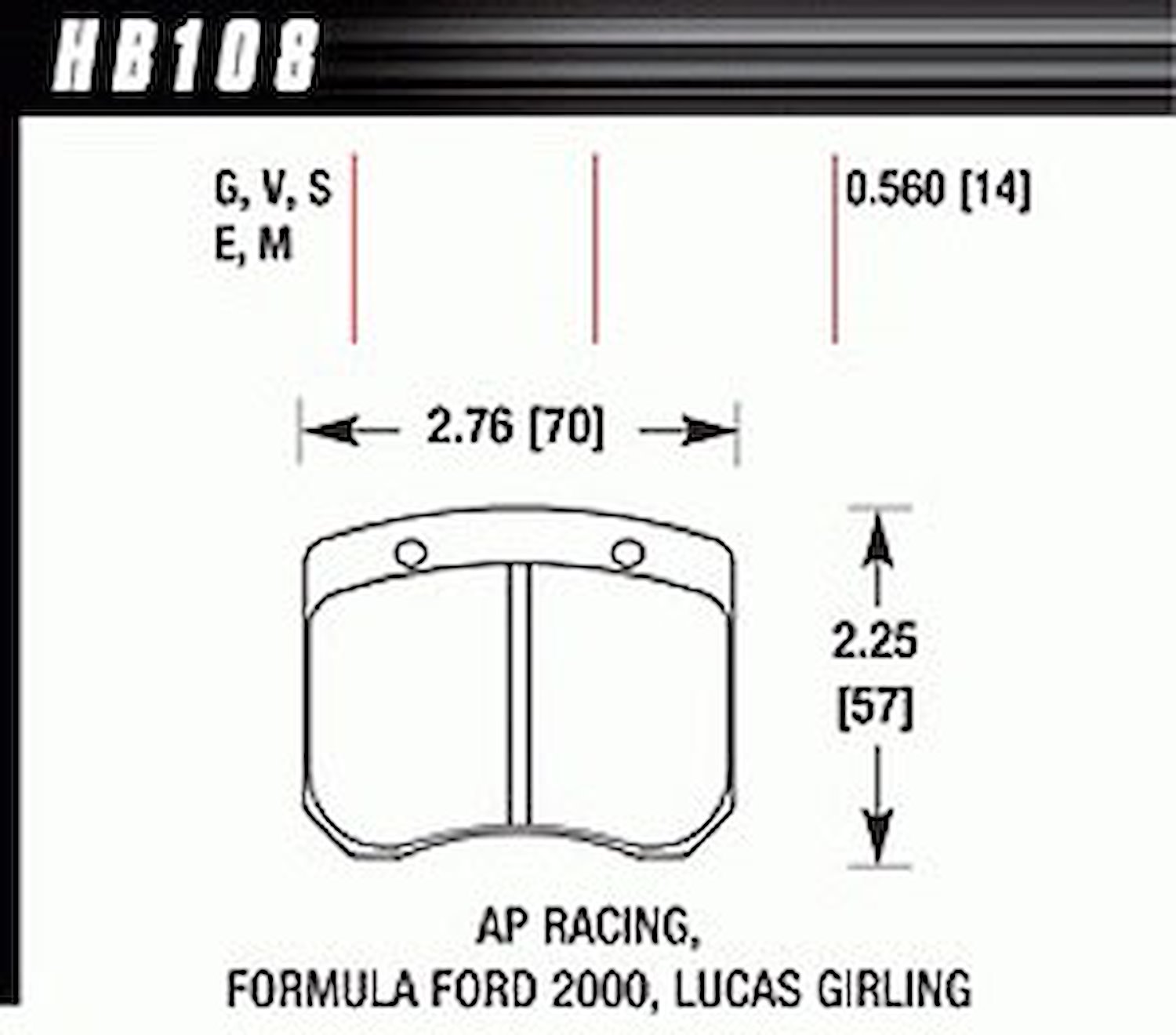 HT-10 PADS AP Racing FF 2000