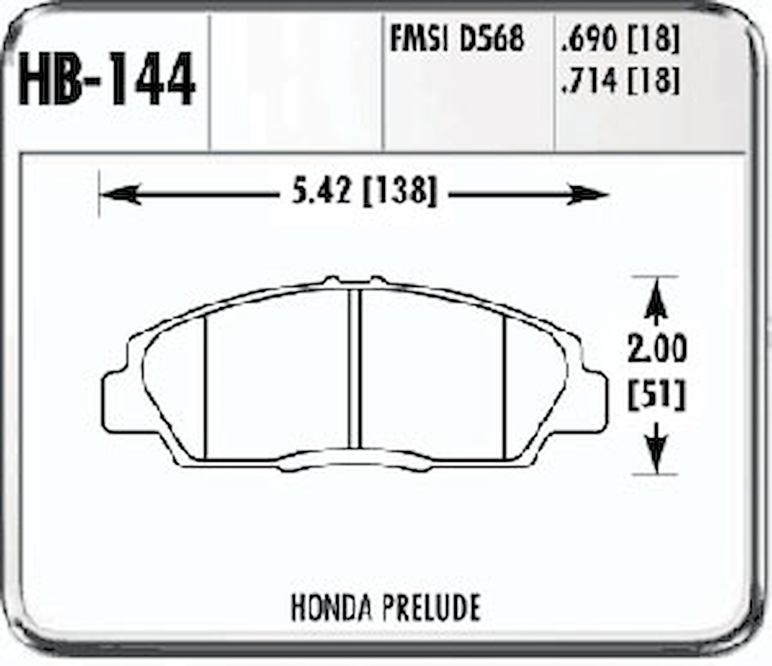 Hawk High Performance Front Brake Pads Fits: 92-96 Prelude S without ABS