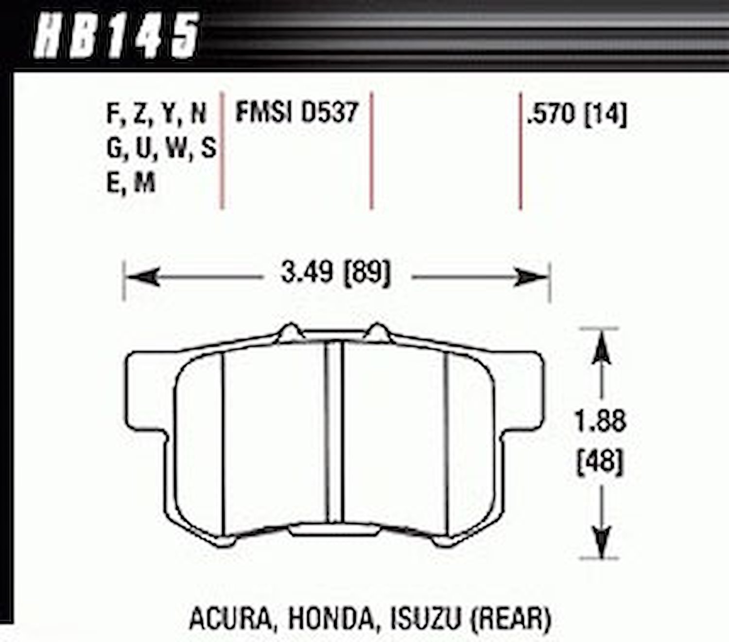 BLACK PADS Honda Acura Rear