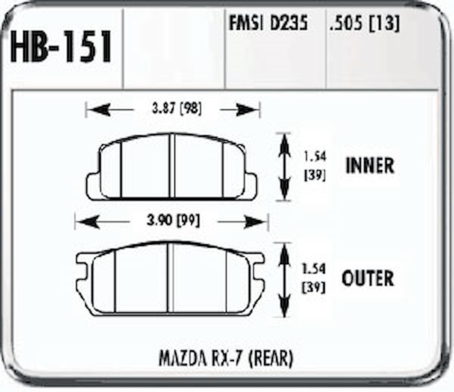 Performance Brake HPS PAD D235 MAZ RX-7(R)
