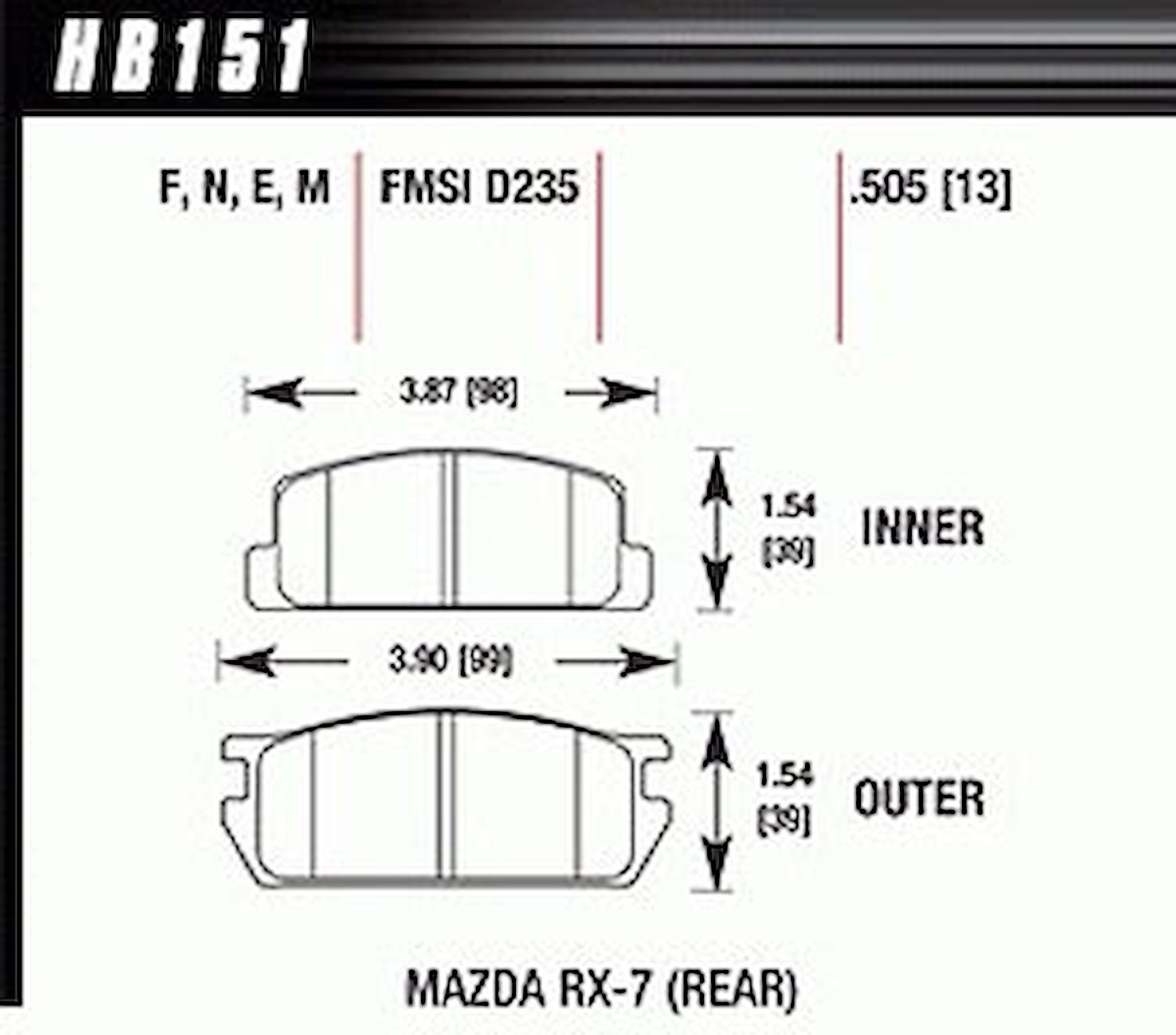 BLACK PADS Mazda RX-7 Rear