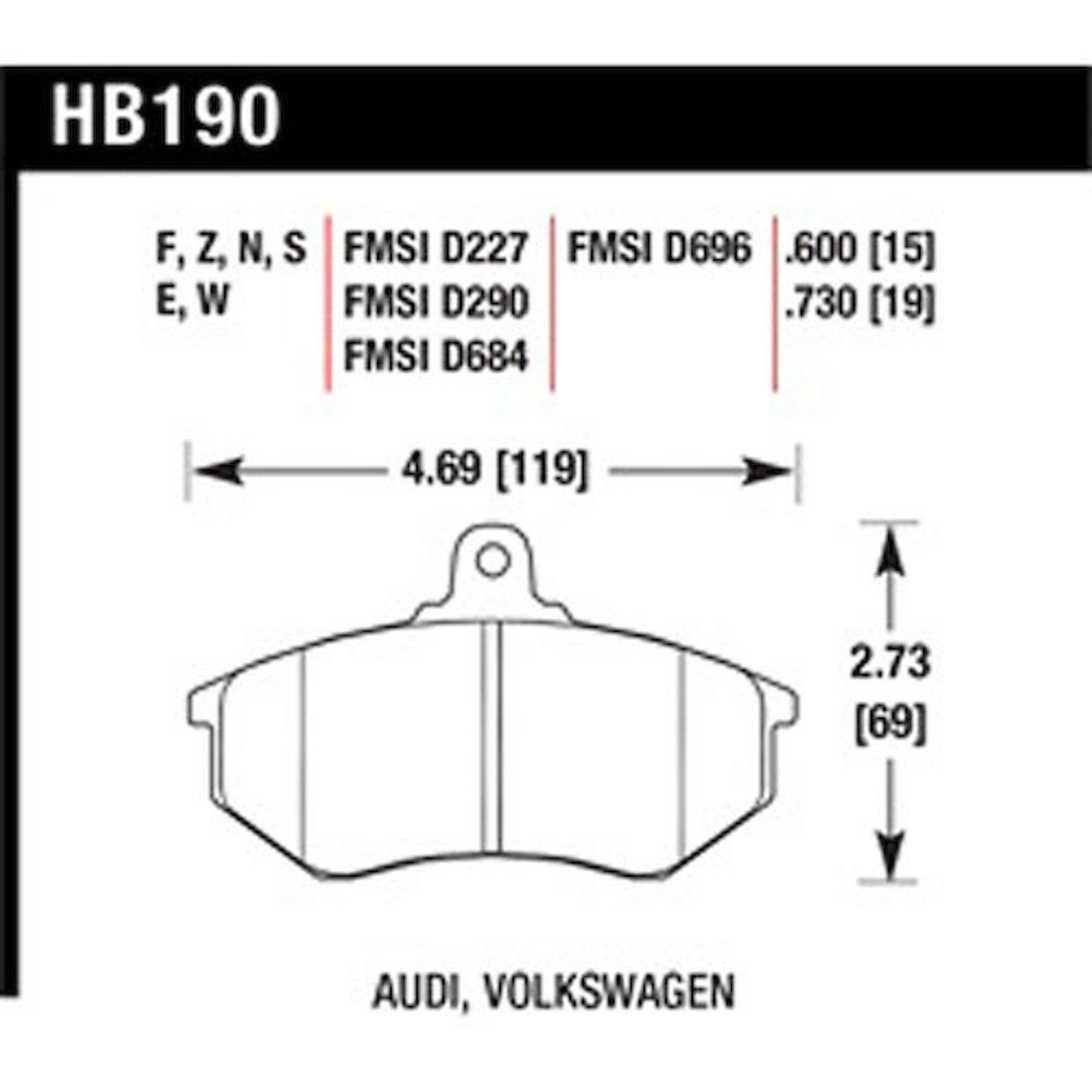 Hawk Performance Brakes Street Compound. Fits: 1988-92 80 incl. Quattro