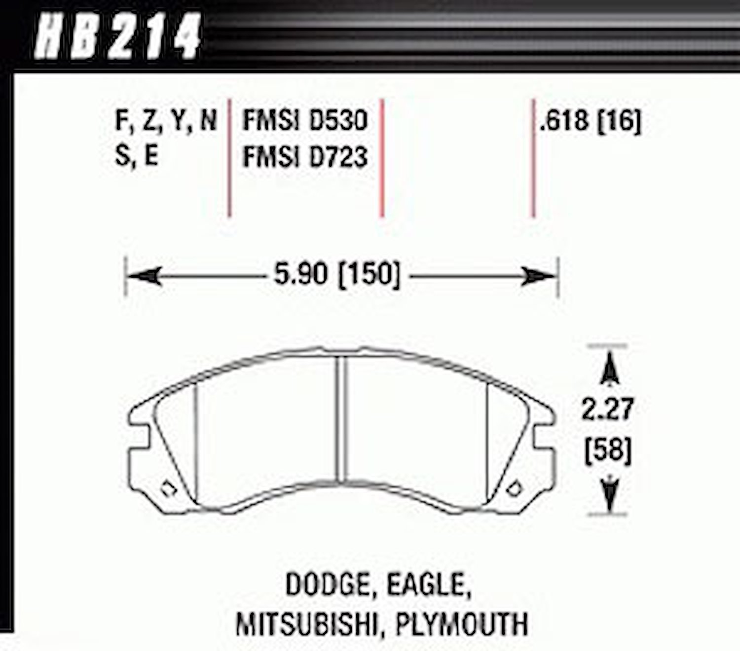 Disc Brake Pad Performance Ceramic w/0.618 Thickness