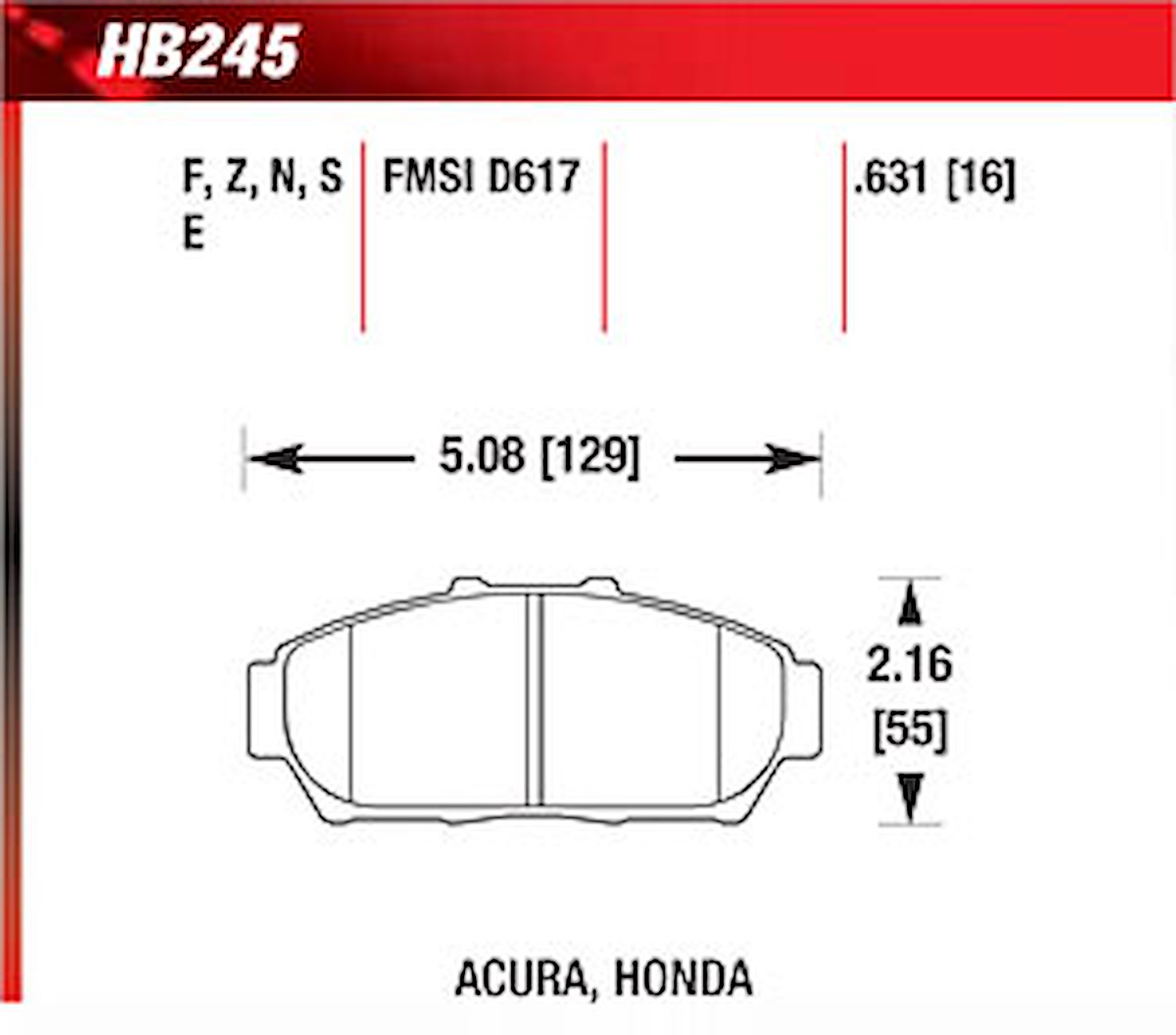 Blue 9012 Disk Brake Pads Acura Integra, Honda Civic