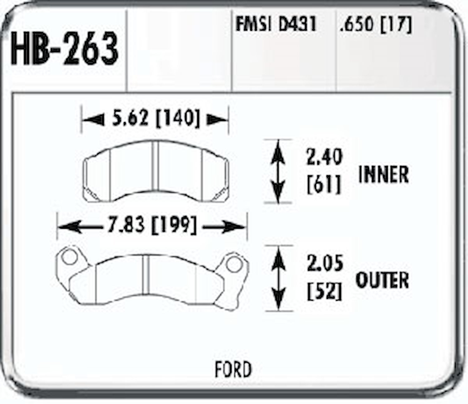 HPS Performance Front Brake Pads 1990-1993 Ford Mustang LX/GT 5.0L