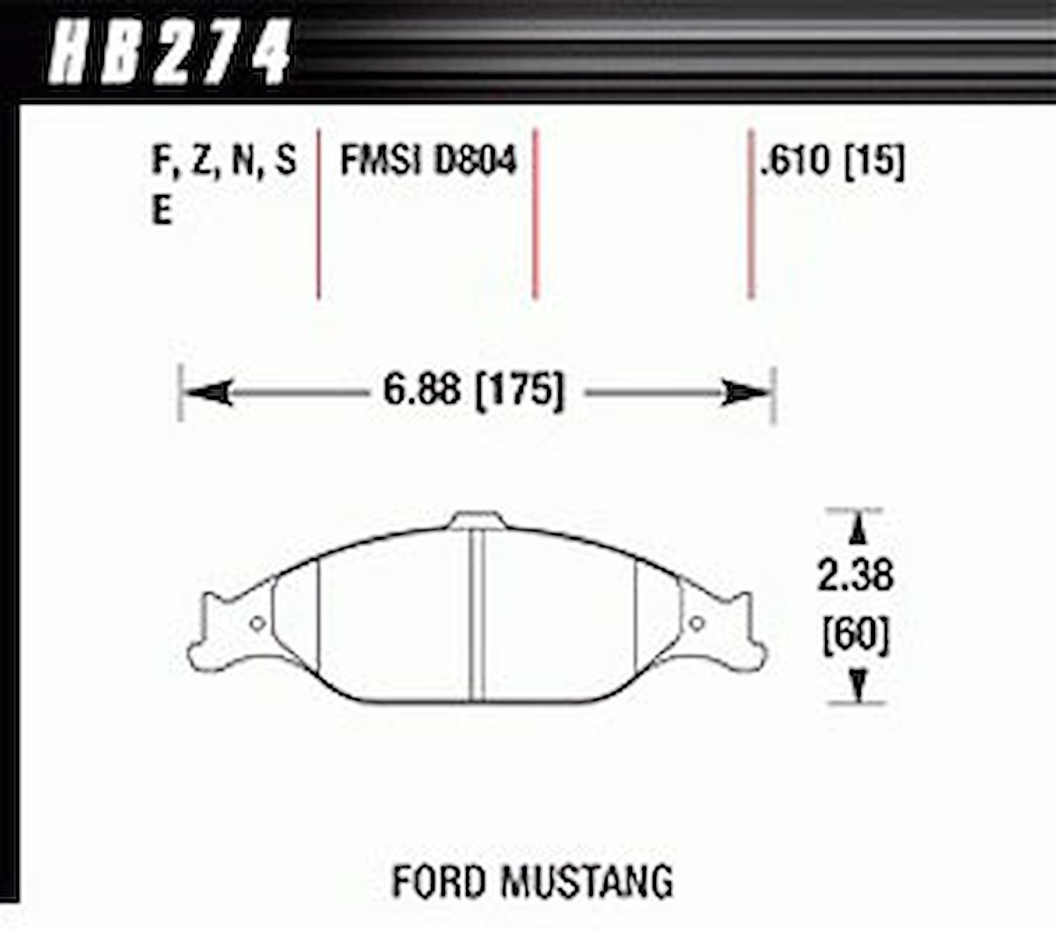 Disc Brake Pad Performance Ceramic w/0.610 Thickness