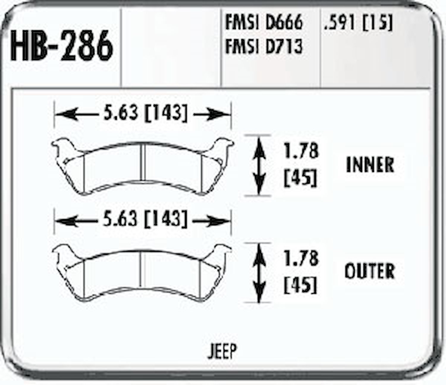 Jeep Rear Brake Pads 1993-98 Grand Cherokee with rear discs