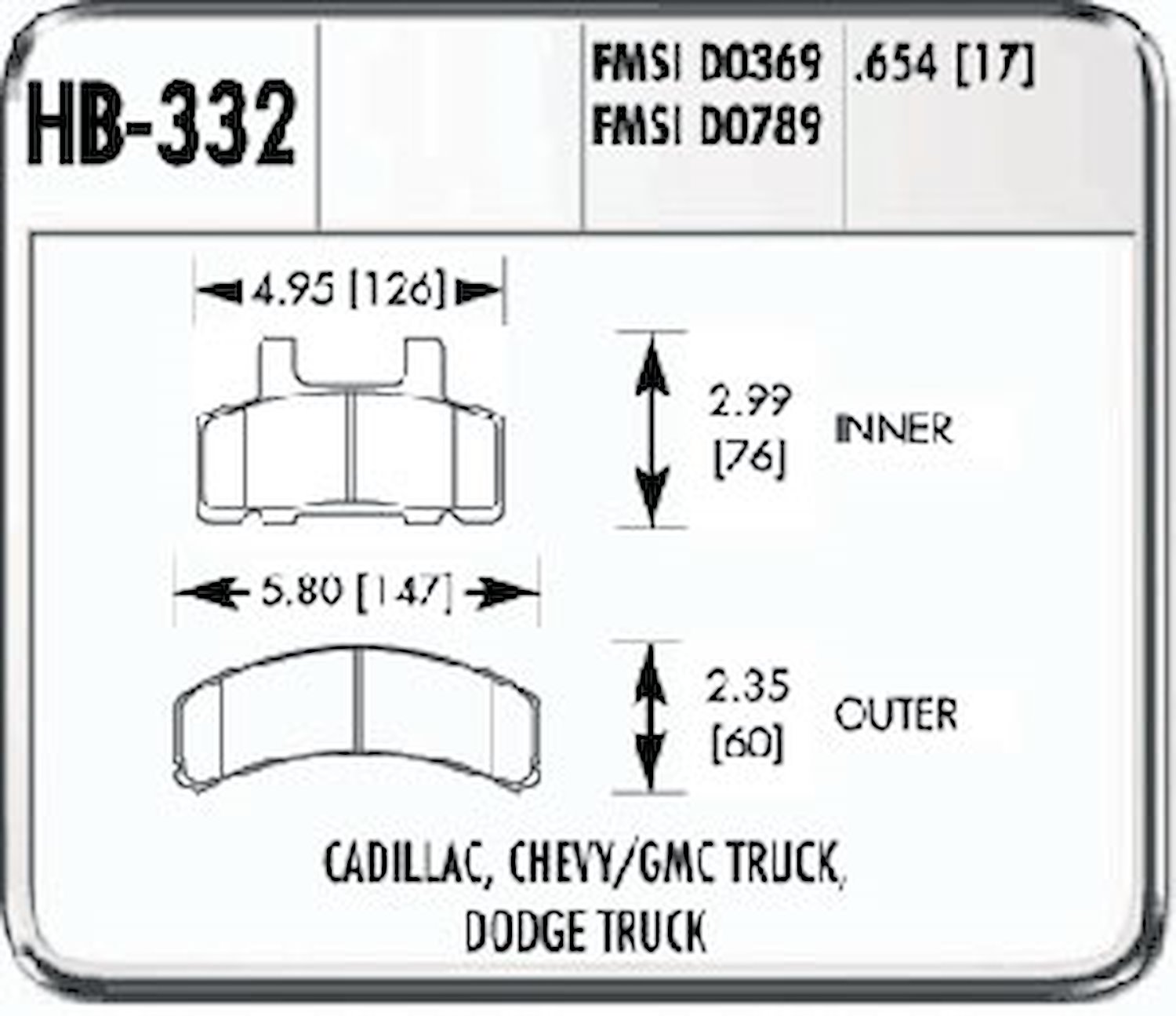 Disc Brake Pad Performance Ceramic w/0.654 Thickness