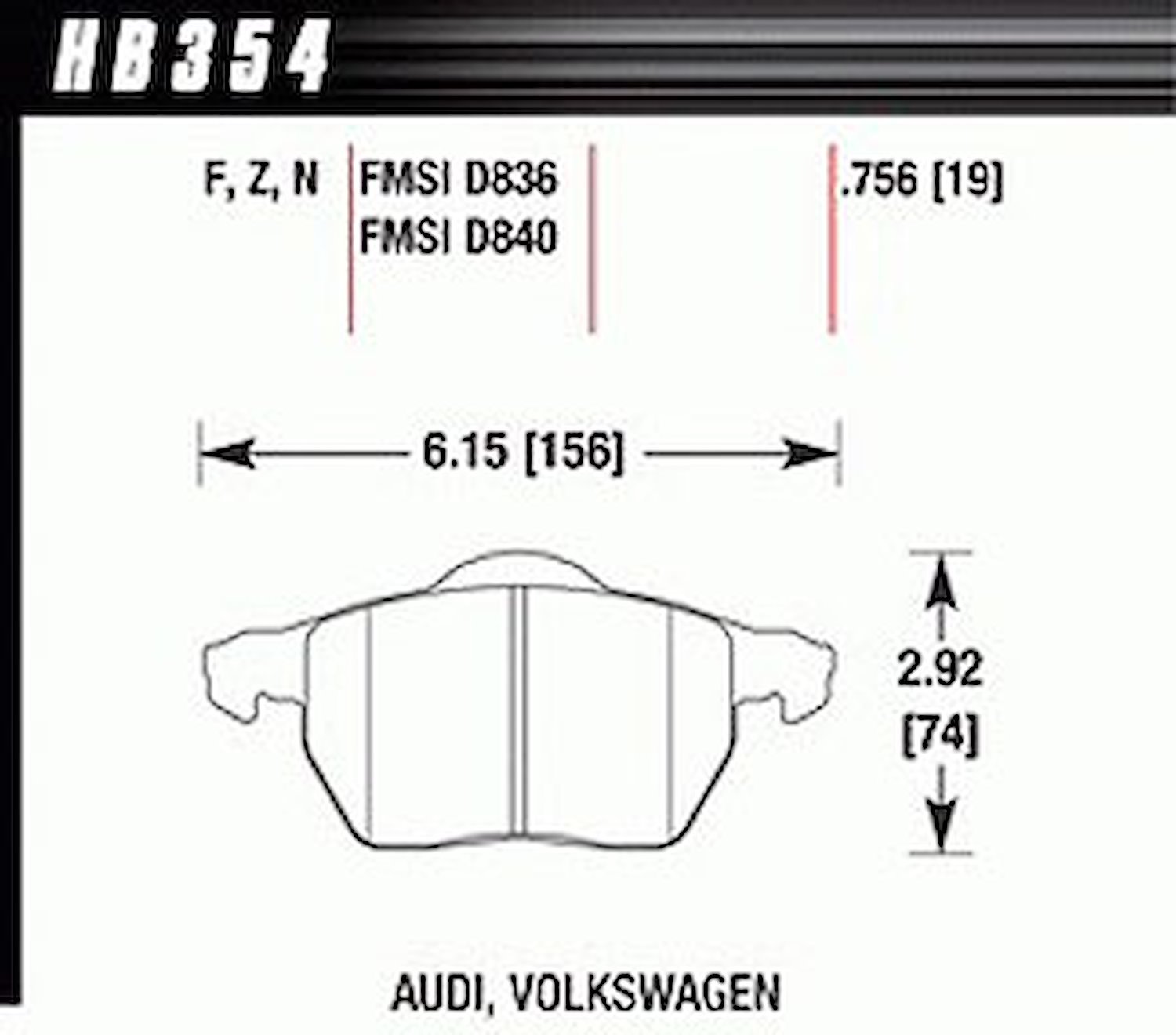 Disc Brake Pad HPS Performance Street w/0.756 Thickness