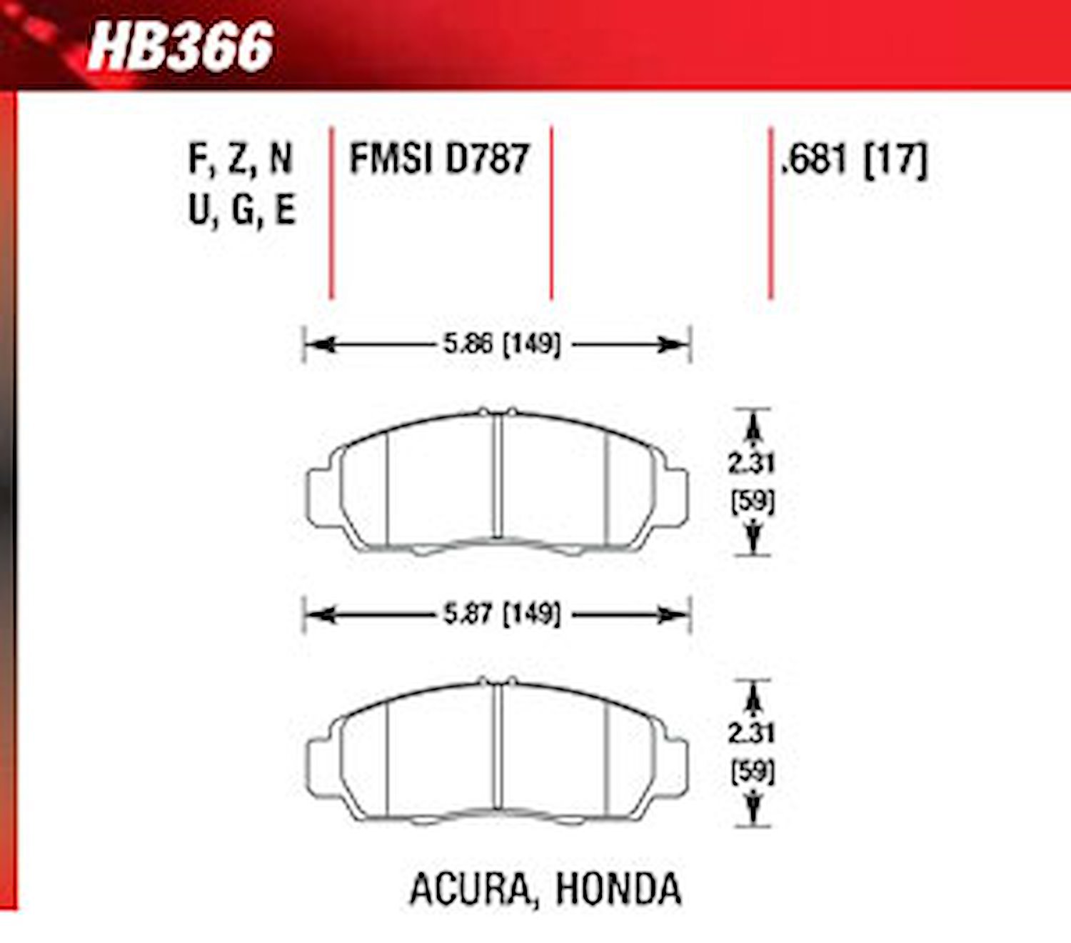 Blue 9012 Disk Brake Pads Acura/Honda, CL, RL, TL, TSX, Accord