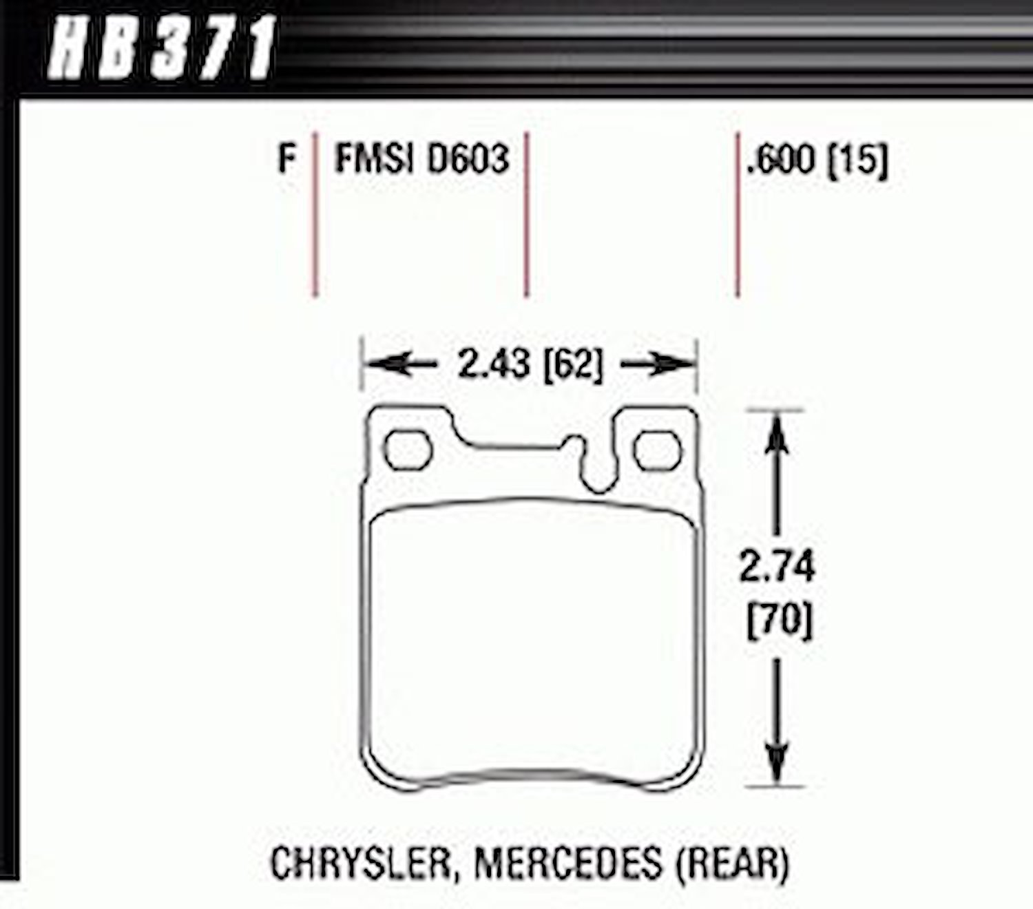 Disc Brake Pad HPS Performance Street w/0.600 Thickness