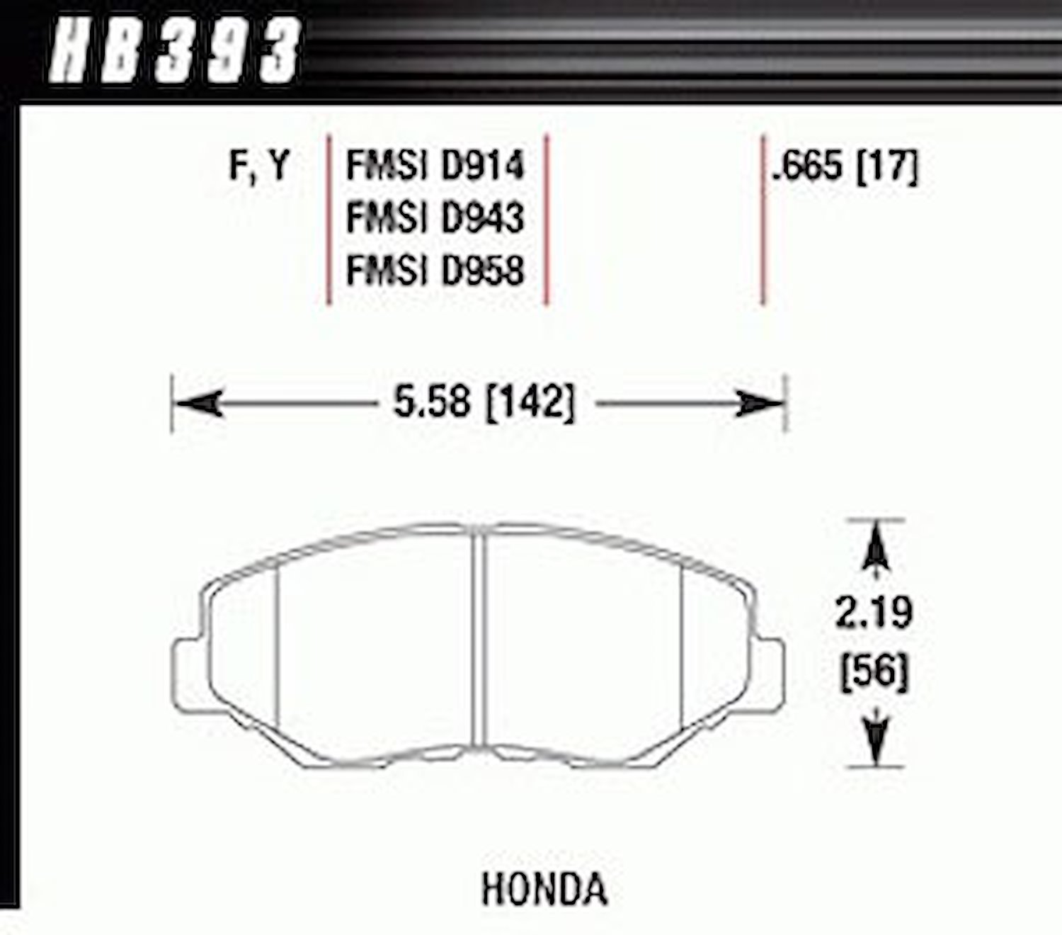 HPS Performance Brake Pads 2002-03 Honda CR-V
